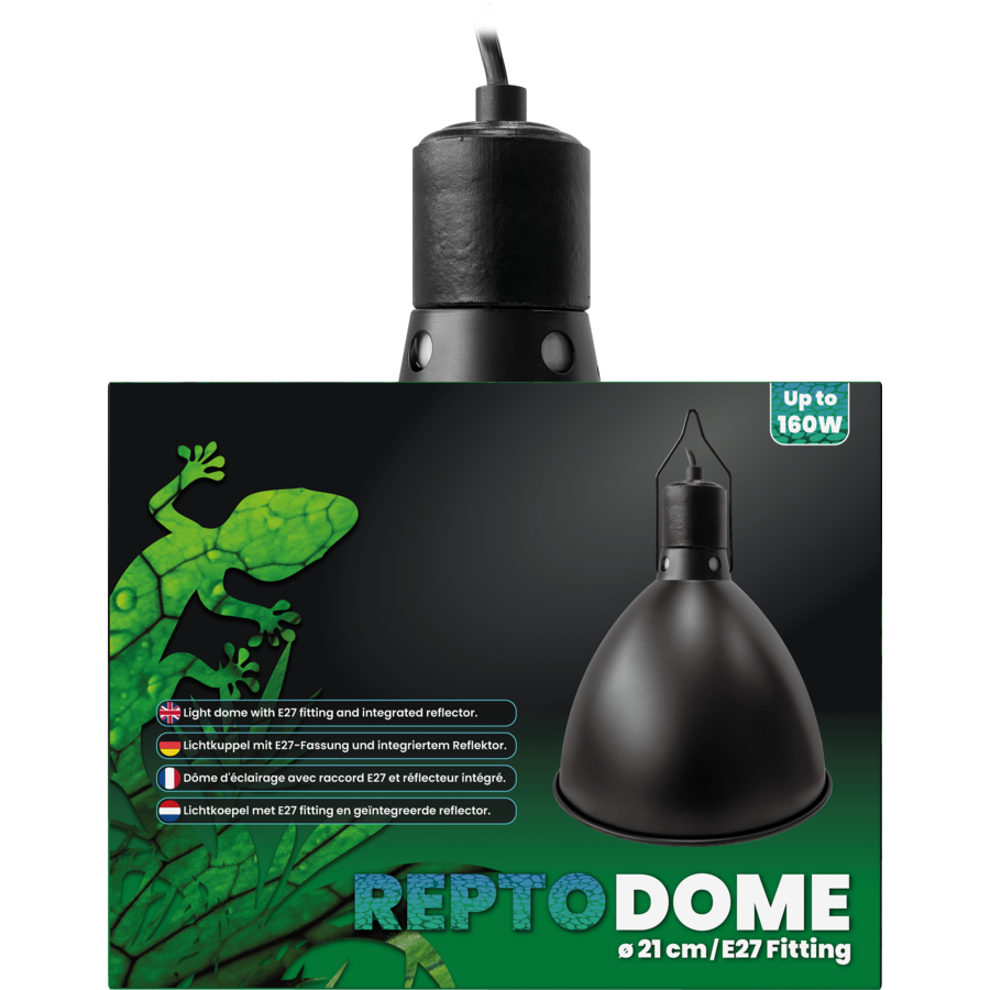 Dome E27 fitting 14cm zwart voor terrarium warmtelampen tot 150W