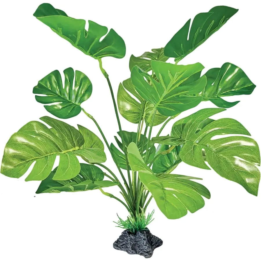 Staande monstera kunstplant op voet voor terrarium | ca. 31 cm