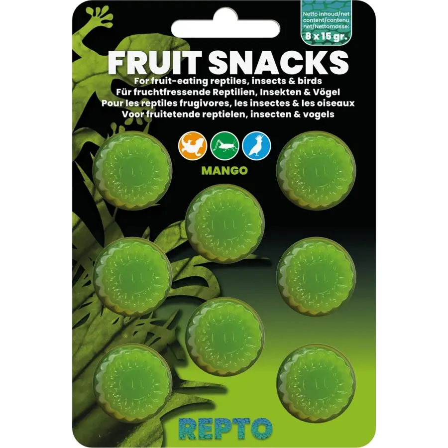 Fruit snacks mix 8x15 g gelcups voor reptielen, vogels en insecten
