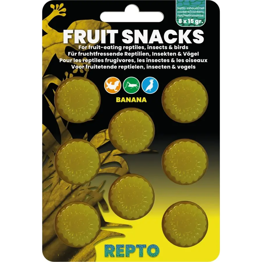 Fruit snacks mix 8x15 g gelcups voor reptielen, vogels en insecten