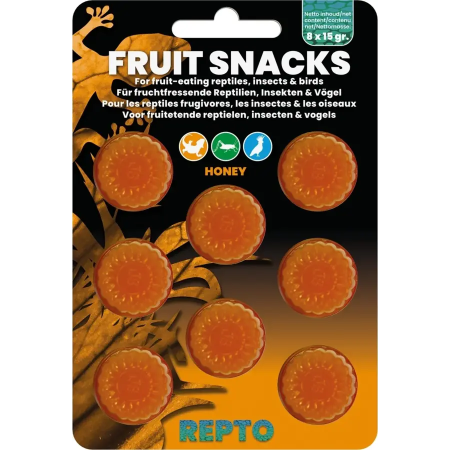 Fruit snacks mix 8x15 g gelcups voor reptielen, vogels en insecten