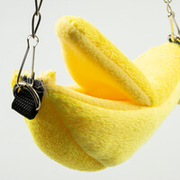 Pluche bananenhuisje geel voor kleine knaagdieren