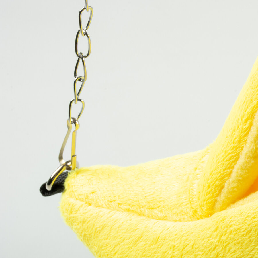 Pluche bananenhuisje geel voor kleine knaagdieren