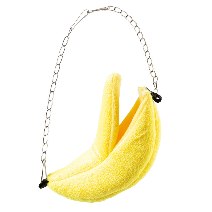 Pluche bananenhuisje geel voor kleine knaagdieren