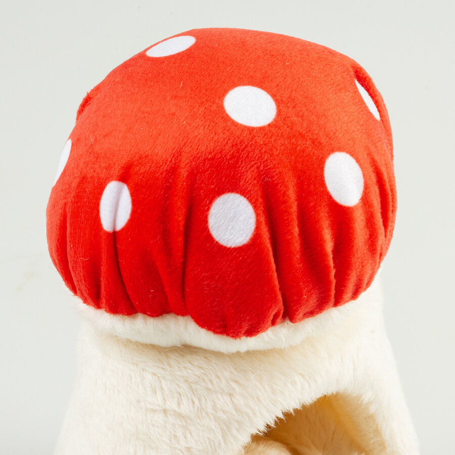 Paddenstoelhuisje pluche rood wit voor kleine knaagdieren