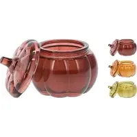 Kaars in glas pompoen met deksel 8,5 cm