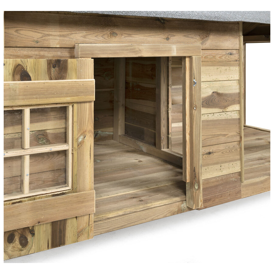 Hondenhok Naud met patio | 201 x 113 x 110 cm | nachthok 100 x 100 cm