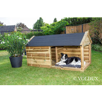 Hondenhok met nachthok 100x100 cm en patio | 201x113x110 cm