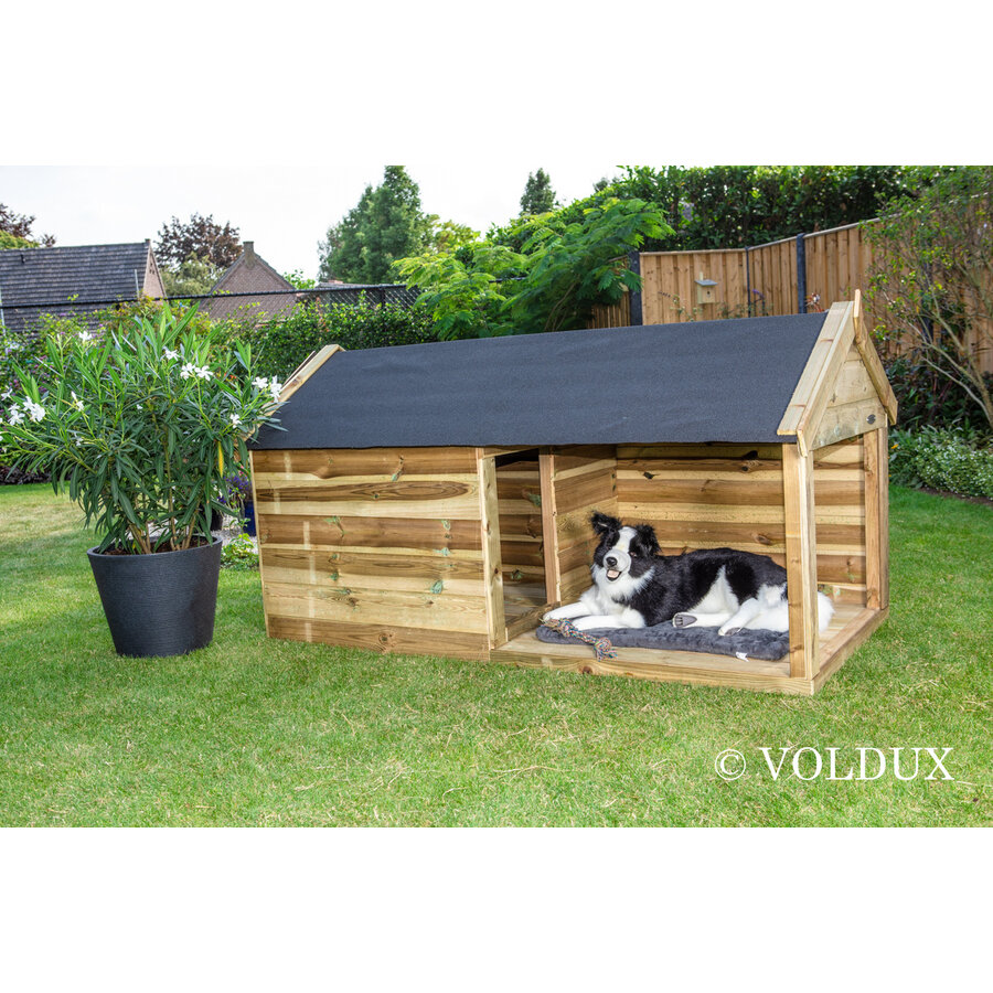 Hondenhok met nachthok 100x100 cm en patio | 201x113x110 cm