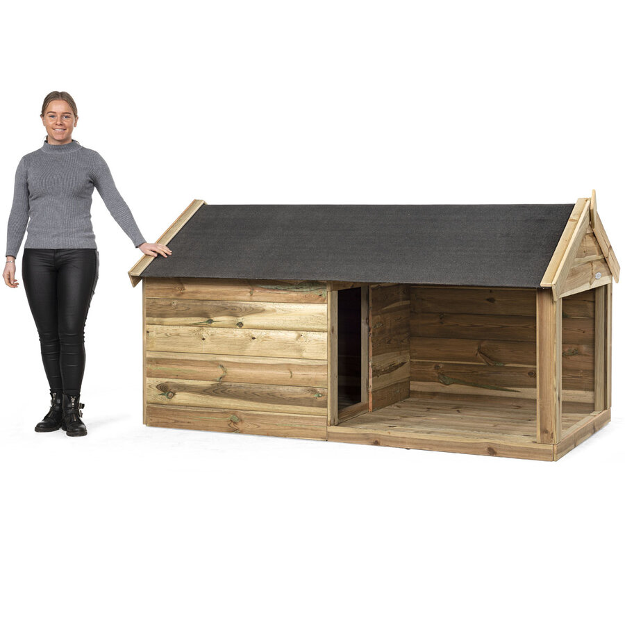 Hondenhok met nachthok 100x100 cm en patio | 201x113x110 cm