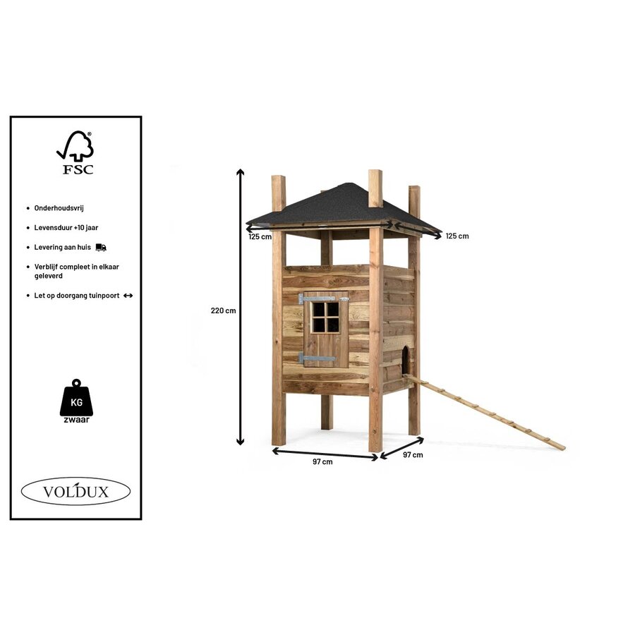 Kippenhok hooiberg Fem 125 x 125 x 225 cm | onderhoudsvrij nachthok met legbak