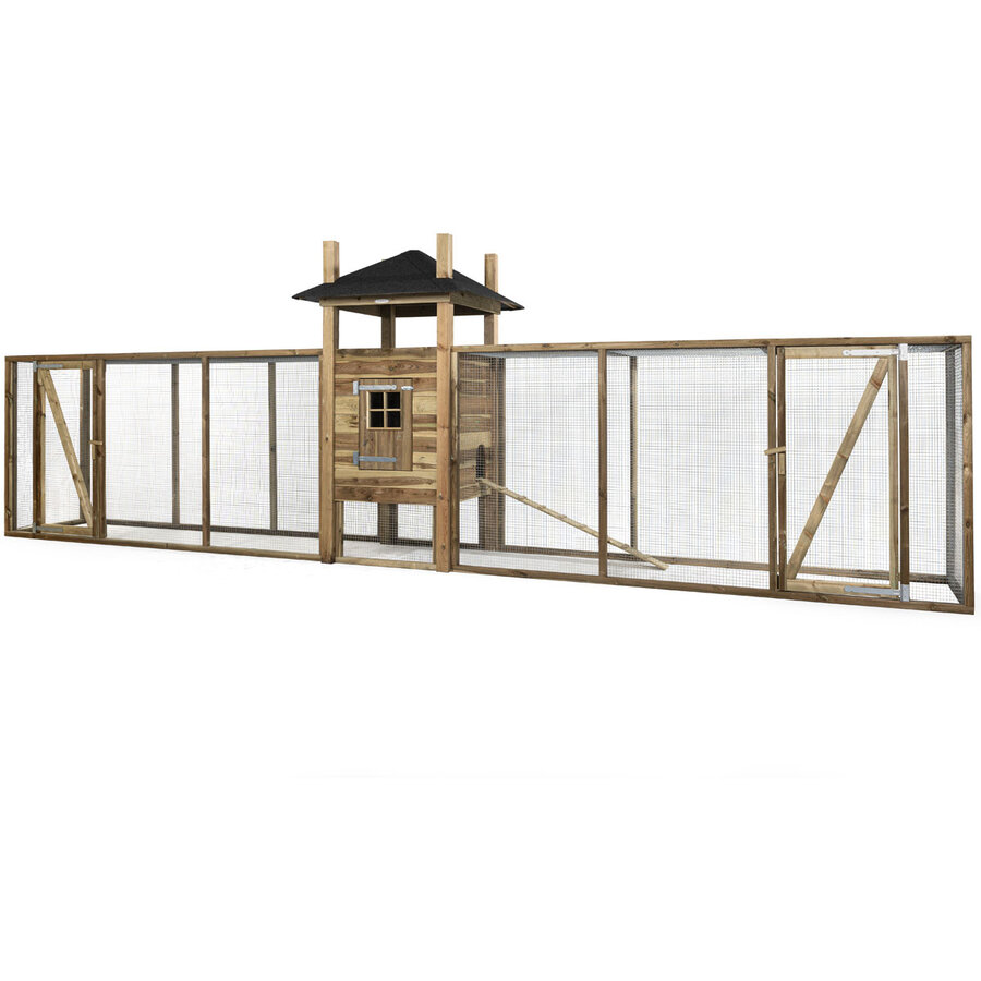 Kippenhok hooiberg Fien XXL | 697 x 125 x 225 cm | nachthok met 2 rennen, legbak en zitstok