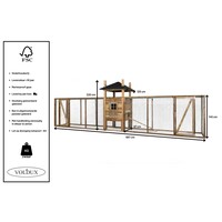Kippenhok hooiberg Fien XXL | 697 x 125 x 225 cm | nachthok met 2 rennen, legbak en zitstok