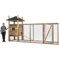 Kippenhok hooiberg Floor XL 411 x 125 x 225 cm | nachthok met vaste ren
