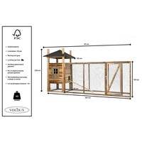 Kippenhok hooiberg Floor XL 411 x 125 x 225 cm | nachthok met vaste ren