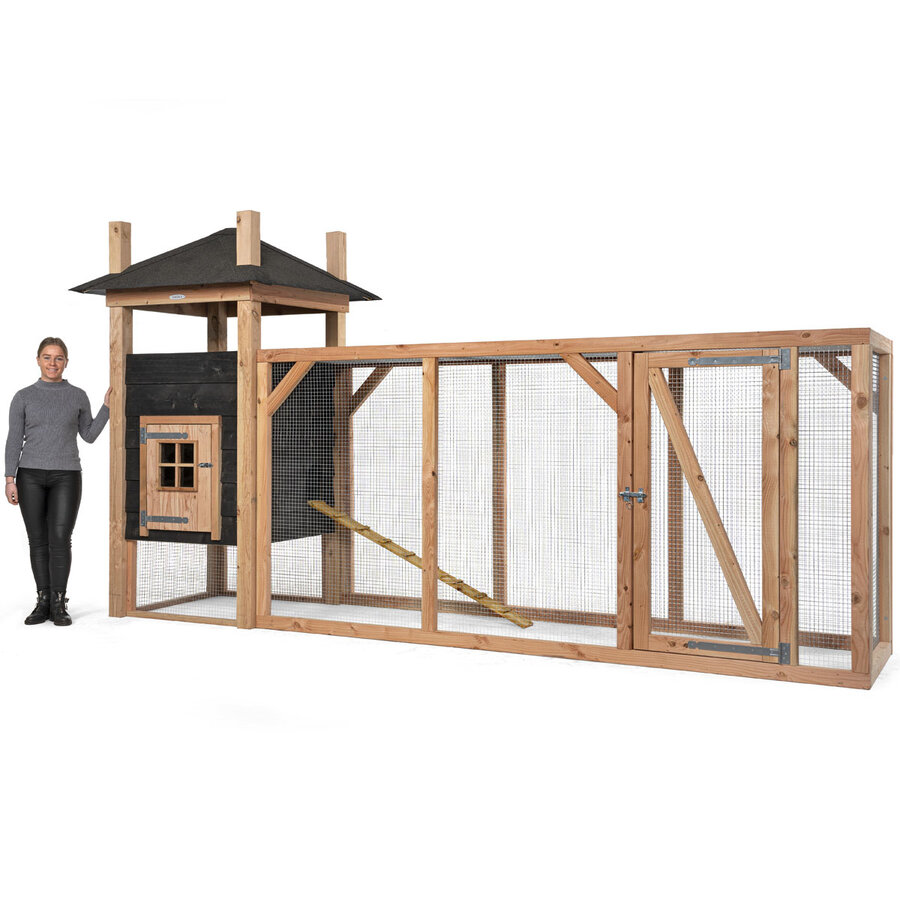 Hooiberg Tom XL konijnenhok | buitenverblijf met nachthok en gaasren 411 x 125 x 220 cm