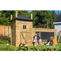 Hondenkennel hooiberg met nachthok en kennel | 392 x 150 x 235 cm