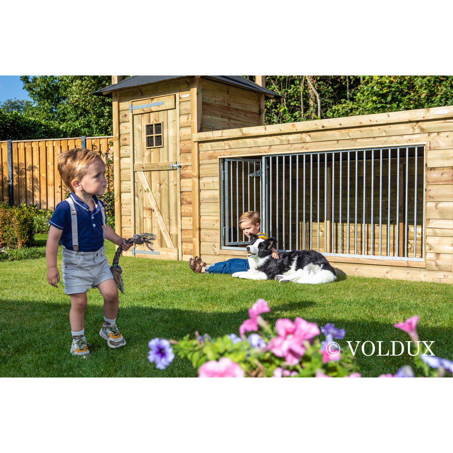 Hondenkennel hooiberg met nachthok en kennel | 392 x 150 x 235 cm