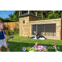 Hondenkennel hooiberg met nachthok en kennel | 392 x 150 x 235 cm