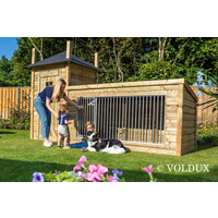Hondenkennel hooiberg met nachthok en kennel | 392 x 150 x 235 cm
