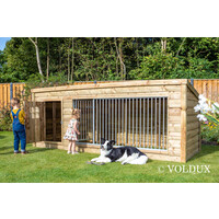 Hondenkennel Luna XL met nachthok | 342 x 130 x 132 cm | onderhoudsvrij hout
