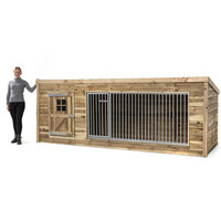 Hondenkennel Luna XL met nachthok | 342 x 130 x 132 cm | onderhoudsvrij hout