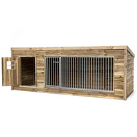 Hondenkennel Luna XL met nachthok | 342 x 130 x 132 cm | onderhoudsvrij hout