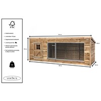 Hondenkennel Luna XL met nachthok | 342 x 130 x 132 cm | onderhoudsvrij hout