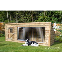Hondenkennel Luna XL met nachthok | 342 x 130 x 132 cm | onderhoudsvrij hout