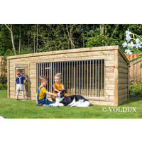 Hondenkennel Luna XL met nachthok | 342 x 130 x 132 cm | onderhoudsvrij hout