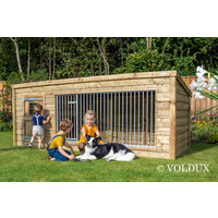 Hondenkennel Luna XL met nachthok | 342 x 130 x 132 cm | onderhoudsvrij hout