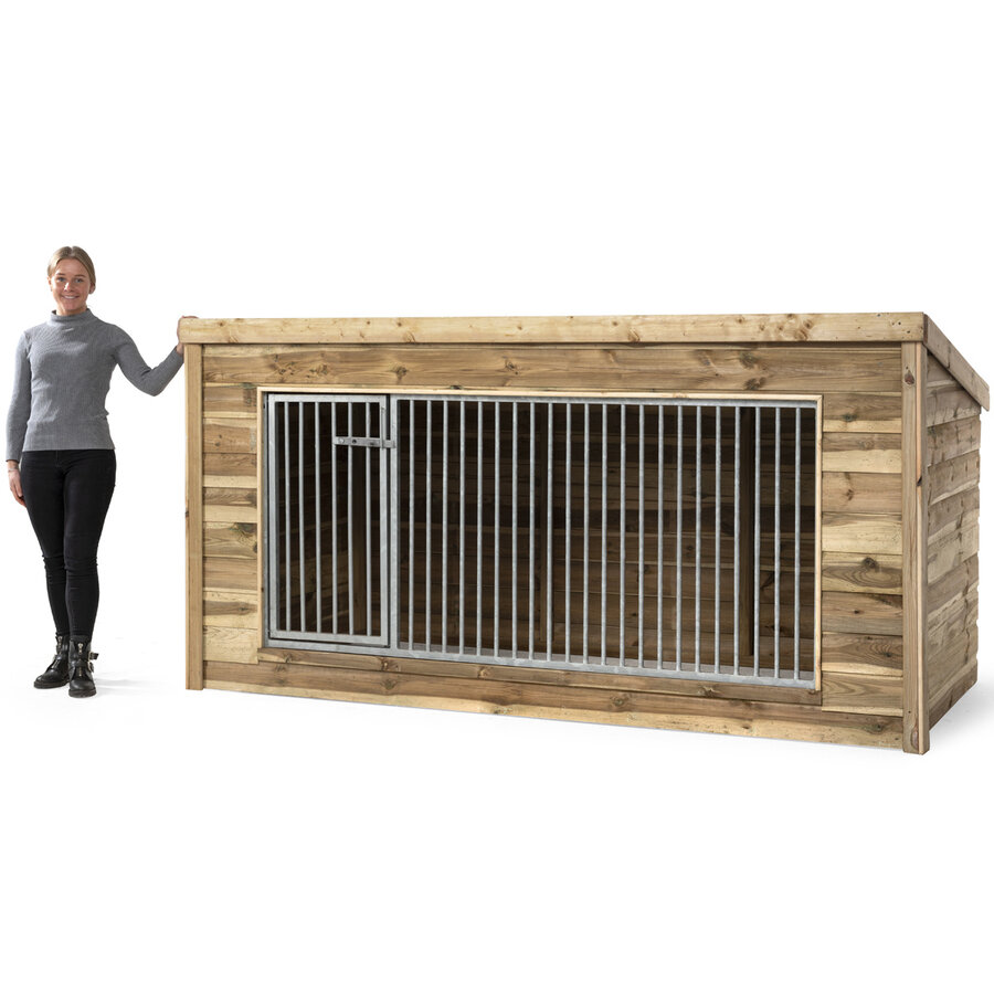 Hondenkennel Luna 260 x 130 x 132 cm | onderhoudsvrije buitenkennel met traliewerk