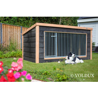Hondenkennel Reno XL met nachthok voor buiten | 342 x 130 x 132 cm | onderhoudsvrij dak met dakleer