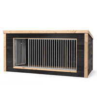 Hondenkennel Reno XL met nachthok voor buiten | 342 x 130 x 132 cm | onderhoudsvrij dak met dakleer