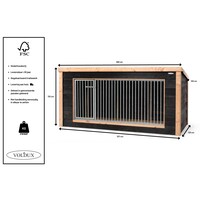 Hondenkennel Reno XL met nachthok voor buiten | 342 x 130 x 132 cm | onderhoudsvrij dak met dakleer