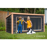 Hondenkennel Reno XL met nachthok voor buiten | 342 x 130 x 132 cm | onderhoudsvrij dak met dakleer