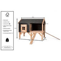 Dierenverblijf David 201 x 113 x 163 cm | verhoogd nachthok met legnest