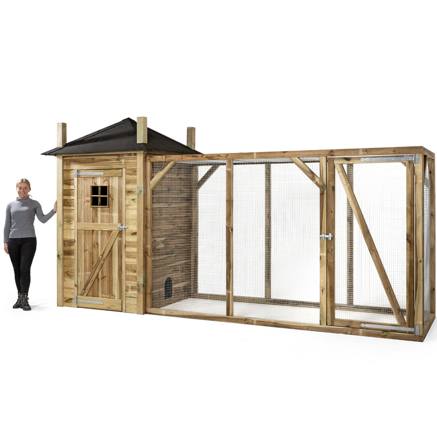 Kippenhok hooiberg Eline XL met extra grote ren 437 x 150 x 235 cm
