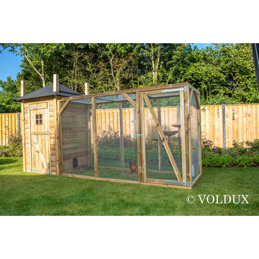 Kippenhok hooiberg Eline XL met extra grote ren 437 x 150 x 235 cm