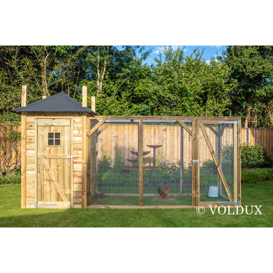 Kippenhok hooiberg Eline XL met extra grote ren 437 x 150 x 235 cm