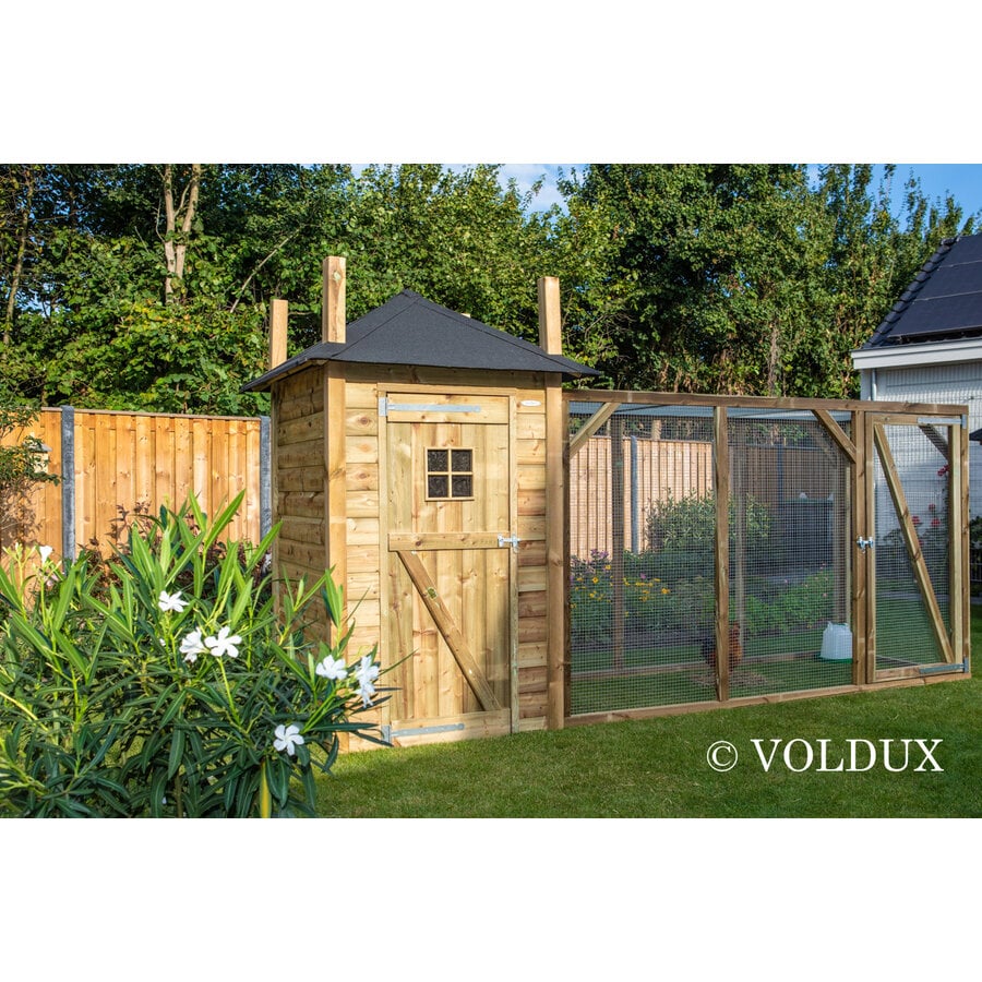 Kippenhok hooiberg Eline XL met extra grote ren 437 x 150 x 235 cm