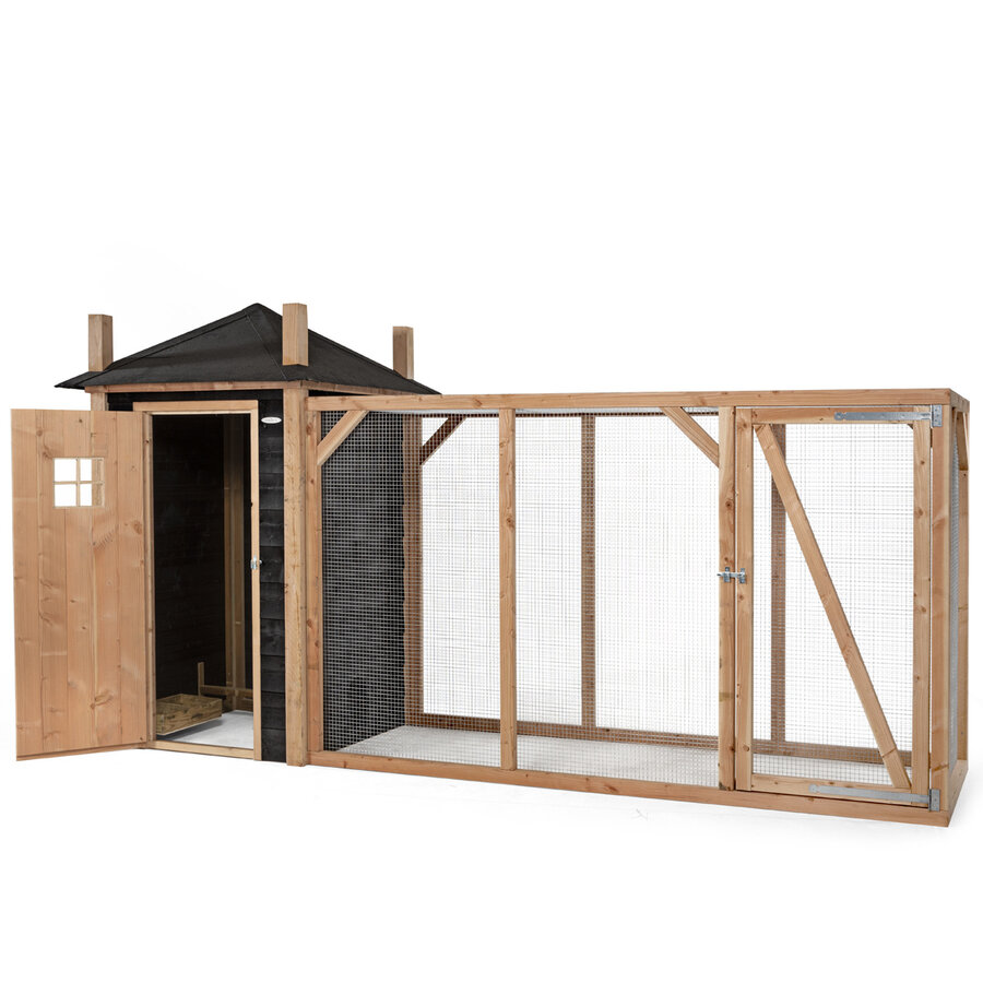 Kippenhok Hooiberg Mees XL | 437 x 150 x 235 cm | nachthok met legnest en ruime ren