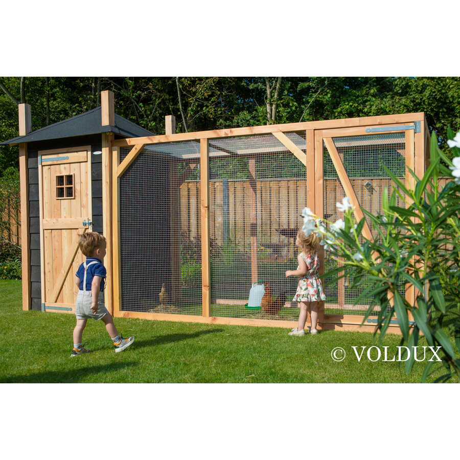 Kippenhok Hooiberg Mees XL | 437 x 150 x 235 cm | nachthok met legnest en ruime ren