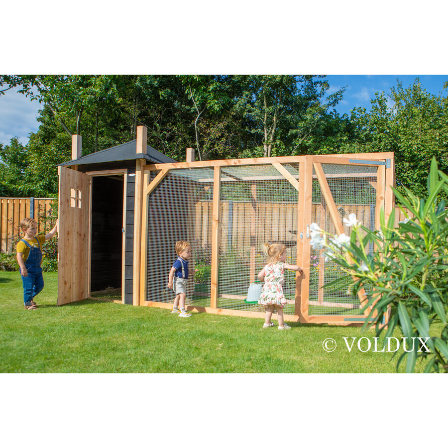 Kippenhok Hooiberg Mees XL | 437 x 150 x 235 cm | nachthok met legnest en ruime ren