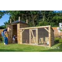 Kippenhok hooiberg met ren 392x150x235 cm | nachthok met legnest en zitstok