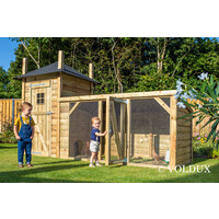 Kippenhok hooiberg met ren 392x150x235 cm | nachthok met legnest en zitstok