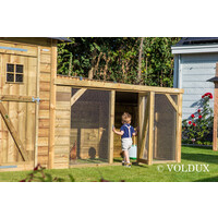 Kippenhok hooiberg met ren 392x150x235 cm | nachthok met legnest en zitstok
