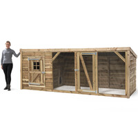 Kippenhok Britt XL met nachthok en ren | 342x130x132 cm | marterproof gaas