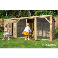Kippenhok Britt XL met nachthok en ren | 342x130x132 cm | marterproof gaas