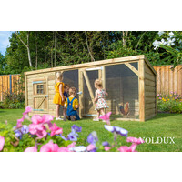 Kippenhok Britt XL met nachthok en ren | 342x130x132 cm | marterproof gaas